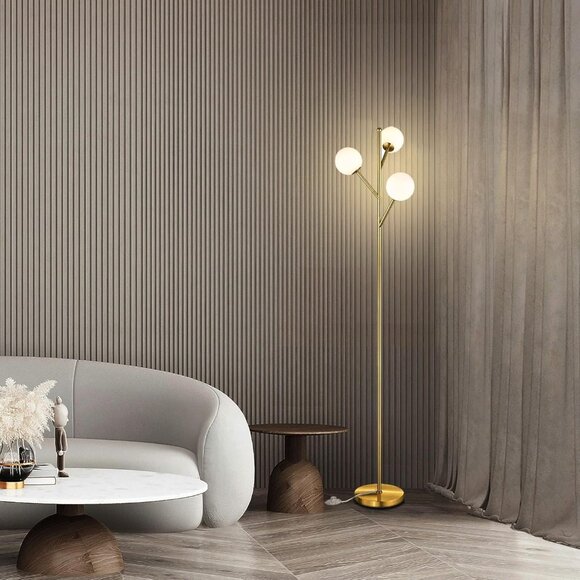 NEW! 3-Globe Tree Floor Lamp Gold Floor Lamp 70"H - Picture 5 of 6